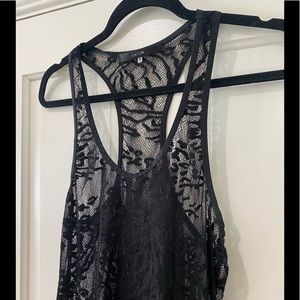 Joes jeans black see through sheer sexy black halter floral leopard top blouse